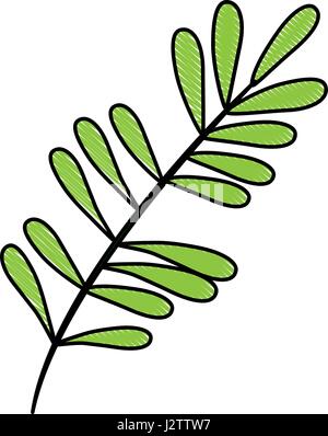 Farbe unscharfen Streifen Bild Zweig mit ovale Blätter Stock Vektor