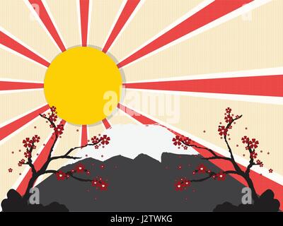 Sonne mit Mount Fuji Stock Vektor