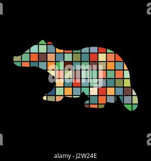 Dachs Säugetier Farbe Silhouette Tier Stock Vektor