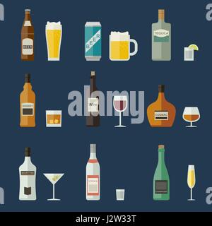 Flaschen und Gläser. Stock Vektor