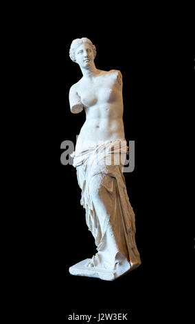 Venus de Milo (Aphrodite von Milos), eine antike griechische Statue aus der Zeit um 130-100 v. Chr.. Stockfoto