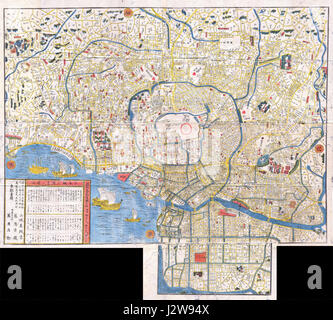 1849 Edo Periode japanische Holzschnittkarte von Edo oder Tokyo Japan - Geographicus - Edo-Japan-1849 Stockfoto