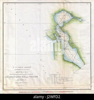 1853 US-Küste Übersichtskarte der San Francisco Bay, Kalifornien - Geographicus - SanFranciscoBayJ2-Uscs-1853 Stockfoto