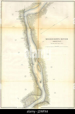 1865 U.S.C.S. Karte des Flusses Mississippi 78 bis 98 Meilen über Kairo, Illinois - Geographicus - MissRiv5-USCS-1865 Stockfoto