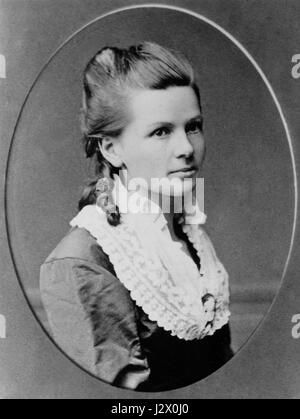 Dies bezieht sich wahrscheinlich auf ein Porträt von Bertha Benz, bekannt für ihre Pionierreise in der frühen Geschichte des Automobils, ein bedeutender Moment in der Automobilgeschichte, als sie 1888 die erste Fernfahrt fuhr. Stockfoto