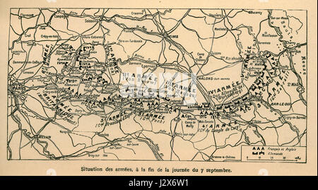 Die Schlacht an der Marne, die am 6. Septemberâ 1914 ausgetragen wurde, war ein wichtiges Gefecht im Ersten Weltkrieg, bei dem französische und britische Truppen den deutschen Vormarsch nach Frankreich stoppten und damit einen Wendepunkt im Krieg markierten. Stockfoto