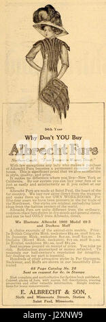Albrecht Pelze, E. Albrecht & Sohn, Saint Paul, Minnesota, 1909 Werbung Stockfoto