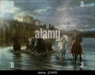 Bain des Chevaux Sous le Pont de Poissy 1893 Stockfoto