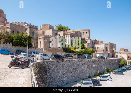 ERICE, Italien - 12. September 2015: Landschaft der Erice Stadt in der Nähe von Trapani, Sizilien Stockfoto