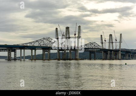 Die neue Tappan Zee Brücke im Bau über den Hudson River in New York. Stockfoto
