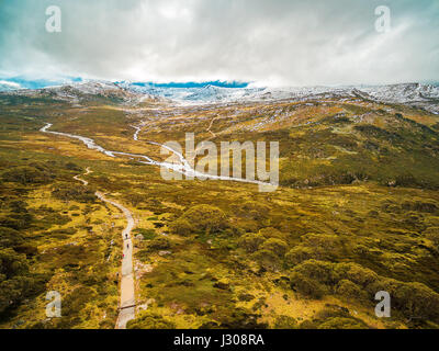 Aerial Landschaft der Snowy Mountains im Kosciuszko-Nationalpark, australischen Alpen. Australien Stockfoto