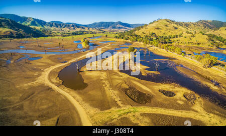 Aerial Panorama der Landschaft in der Nähe von Tallangatta, Victoria, Australien Stockfoto