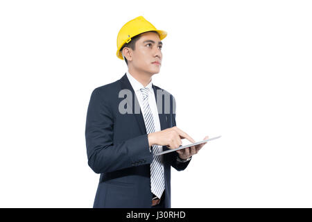 Asiatische Architekt Ingenieur Manager, berühren und mit Tablet. Stockfoto