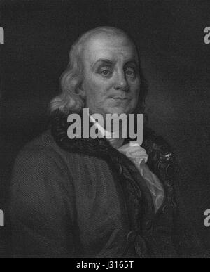 Ein historisches Bild, das mit Benjamin Franklin, einem der Gründungsväter der Vereinigten Staaten, verbunden ist und sich wahrscheinlich auf seine Beiträge zu Wissenschaft, Politik und Gesellschaft im 18. Jahrhundert konzentriert. Stockfoto