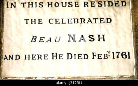 Beau Nash Plaque, Bad Stockfoto