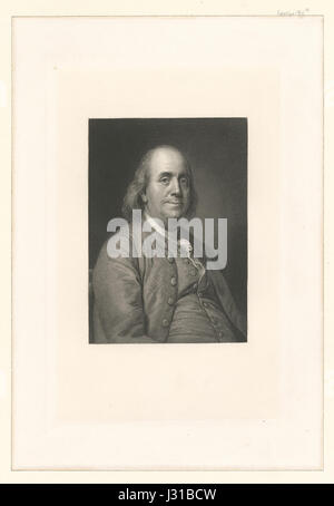 Dieses Bild repräsentiert Benjamin Franklin, einen der Gründungsväter der Vereinigten Staaten, eine Schlüsselfigur in der amerikanischen Geschichte und Politik. Er trug zum Entwurf der US-Verfassung bei und war maßgeblich an der Amerikanischen Revolution beteiligt. Stockfoto