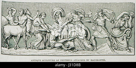 Antike Skulptur des Pentheus angegriffen Bacchantinnen - Wordsworth Christopher - 1882 Stockfoto