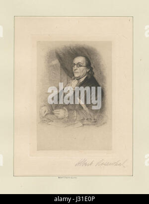 Dieses Bild zeigt Benjamin Franklin, einen der Gründungsväter der Vereinigten Staaten. Er war ein prominenter Polymath, der für seine Beiträge zu Wissenschaft, Diplomatie und Philosophie im 18. Jahrhundert bekannt war. Stockfoto