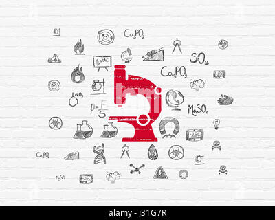 Wissenschaft-Konzept: Mikroskop auf Wand Hintergrund Stockfoto