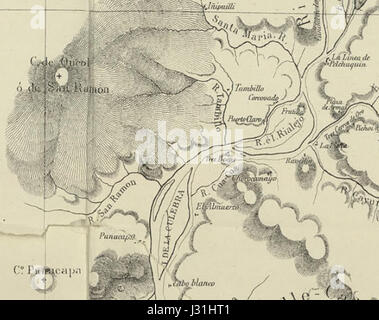 Cerro Oncol ein Ravellin En el Mapa de Expedicion De La Francisco Vidal Gormaz Stockfoto