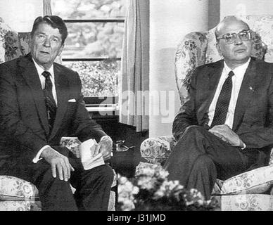 Ronald Reagan und Bettino Craxi Stockfoto