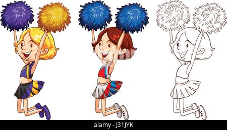 Doodle-Charakter für niedliche Cheerleader illustration Stock Vektor