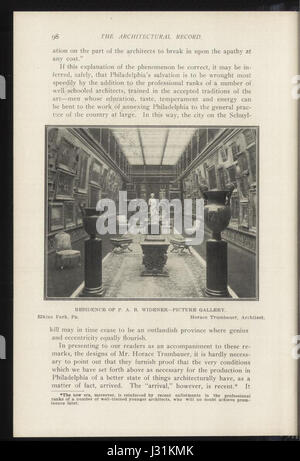 In der Ausgabe von „Architectural Record“ vom Februar 1904 werden architektonische Entwürfe und Innovationen der Zeit vorgestellt, die Fortschritte bei den Baumethoden und -Stilen zeigen, die in der Architektur des frühen 20. Jahrhunderts vorherrschten. Stockfoto