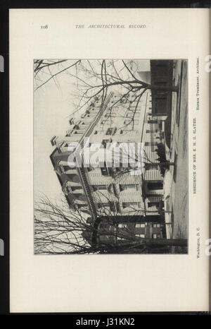 Ein Verweis auf die Ausgabe des „Architectural Record“ vom Februar 1904, eine prominente Publikation in der Architekturgeschichte, die sich speziell auf Seite 108 konzentriert. Stockfoto