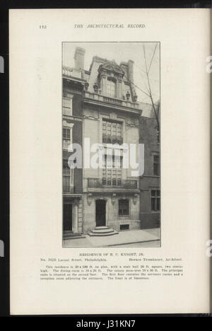 Die Ausgabe vom Februar 1904 des Architectural Record, Seite 112, behandelt wichtige architektonische Themen der Zeit und reflektiert Designtrends, Baupraktiken und Innovationen im Bereich der Architektur des frühen 20. Jahrhunderts. Stockfoto