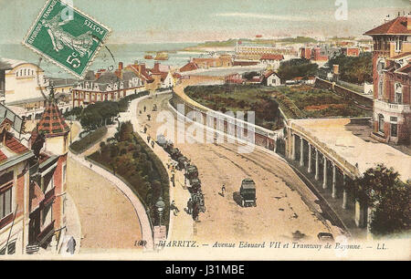 Biarritz-Avenue Edouard VII et Tramway de Bayonne-LL 106 Stockfoto
