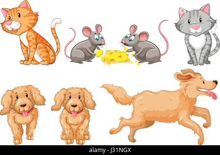 Satz von Hunden und Katzen illustration Stock Vektor