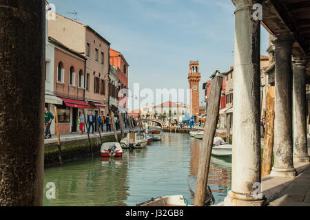 Frühling am Nachmittag auf der Insel Murano bei Venedig. Stockfoto