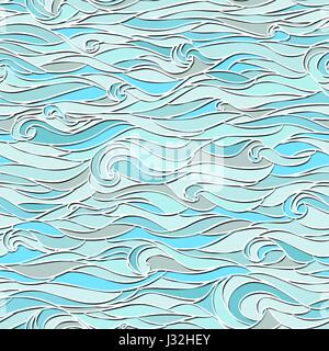 Nahtlose Wellen des Meeres. Vektor-Illustration. Blau. Stock Vektor