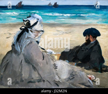 Manet. Gemälde mit dem Titel "Sur la Plage" (On the Beach) von Edouard Manet (1832-1883), Öl auf Leinwand, 1873 Stockfoto