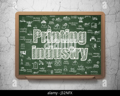 Manufacuring Konzept: Druckindustrie auf Schule-Brett-Hintergrund Stockfoto