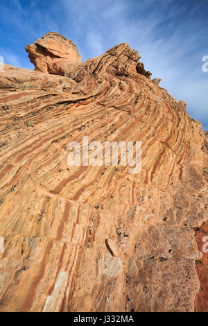 gestreifte Sandstein Slickrock in der Harris-Waschbecken in der Nähe von Escalante, utah Stockfoto