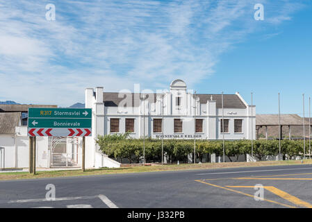 BONNIEVALE, Südafrika - 26. März 2017: The Bonnievale Weinkeller auf der Straße zwischen Bonnievale und Stormsvlei in der Provinz Western Cape Stockfoto