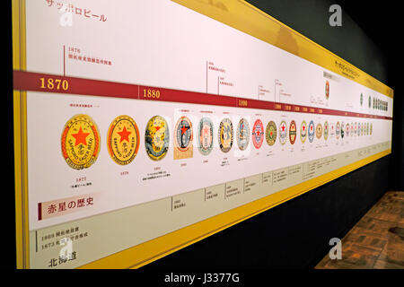 Sapporo Bier Timeline in Sapporo Beer Museum, Sapporo, Hokkaido, Japan Stockfoto