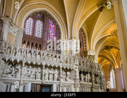 Frankreich, Centre-Val de Loire, Chartres, Chor Bildschirm im Chorumgang der Kathedrale von Chartres Stockfoto