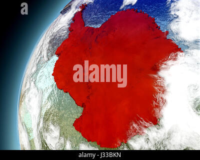 Antarktis, wie aus dem Orbit auf Modell der Erde gesehen. 3D Illustration mit Atmosphäre und reflektierende Ozeanwasser. Elemente dieses Bildes, eingerichtet von der NASA Stockfoto
