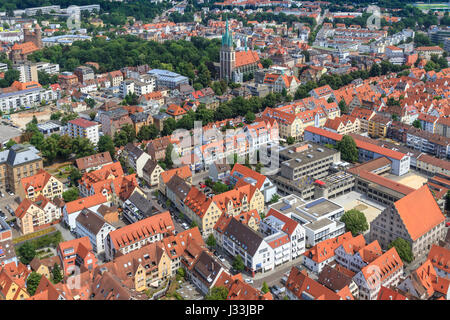 Blick vom Ulmer Münster, Altstadt mit Kirche St. Georg, Ulm, Baden-Württemberg, Deutschland Stockfoto