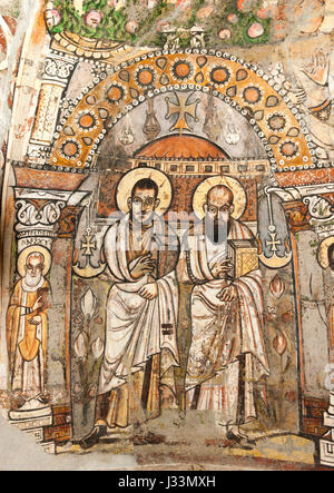 spät antike frühen Christian Wall Malerei, rote Kloster, Sohag, Ägypten Stockfoto