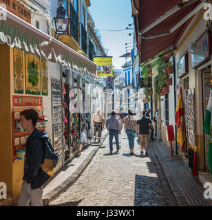 CORDOBA, Spanien - 4. April 2017: unbekannte Menschen beim Einkaufen in den Straßen von Cordoba am 4. April 2017. Cordoba ist eine der ältesten Städte in Andalusien Stockfoto