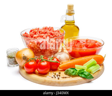 Tradition italienische Lasagne Zutaten auf Schneidebrett Stockfoto