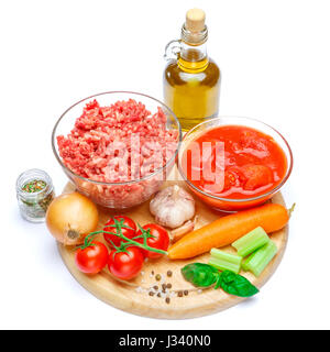 Tradition italienische Lasagne Zutaten auf Schneidebrett Stockfoto