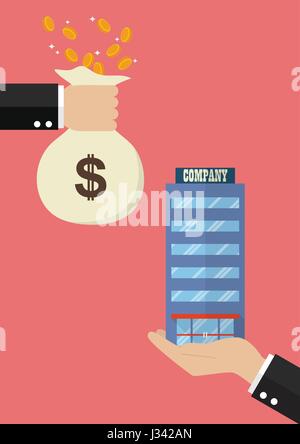 Geschäftsmann Übernahme Unternehmen. Business-Konzept Stock Vektor