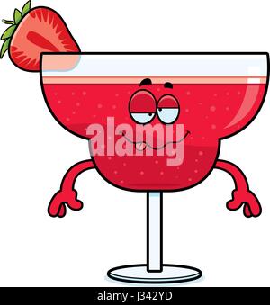 Ein Cartoon Illustration einen Strawberry Daiquiri suchen betrunken. Stock Vektor