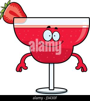 Ein Cartoon Illustration einen Strawberry Daiquiri suchen glücklich. Stock Vektor