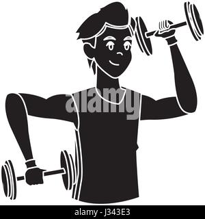 Sport Mann Gewicht Aufzug Fitness aktiv silhouette Stock Vektor