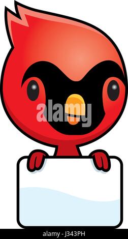 Eine Karikatur Illustration eines Kardinals Baby mit einem leeren Zeichen. Stock Vektor
